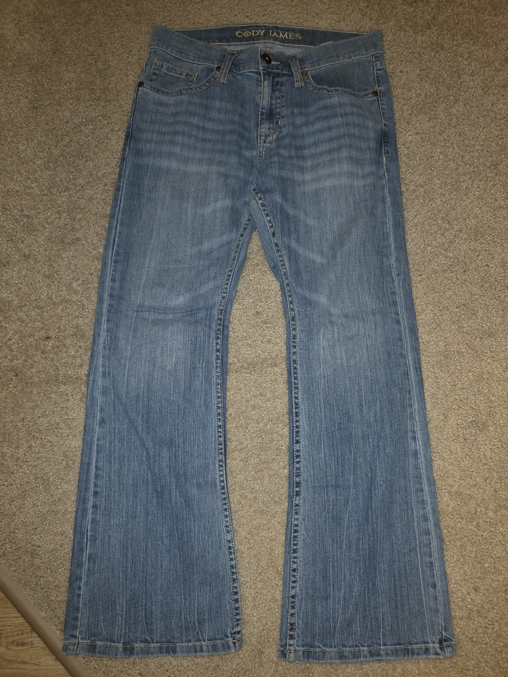Cody James Mens Blue Medium Wash Denim Jeans Regular Fit Straight Leg 31×30